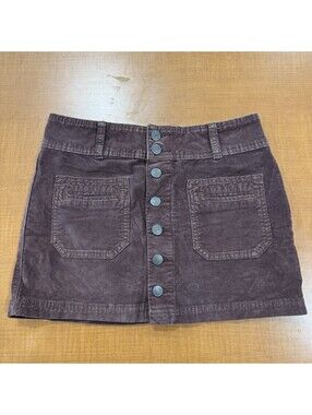 Free People Corduroy Skirt Button Front Sz 25 Or Xs